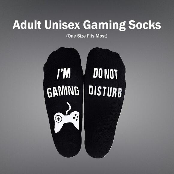 Unisex Soft Black I'm Gaming, Do Not Disturb Novelty Socks One Size Fits Most - Picture 1 of 5